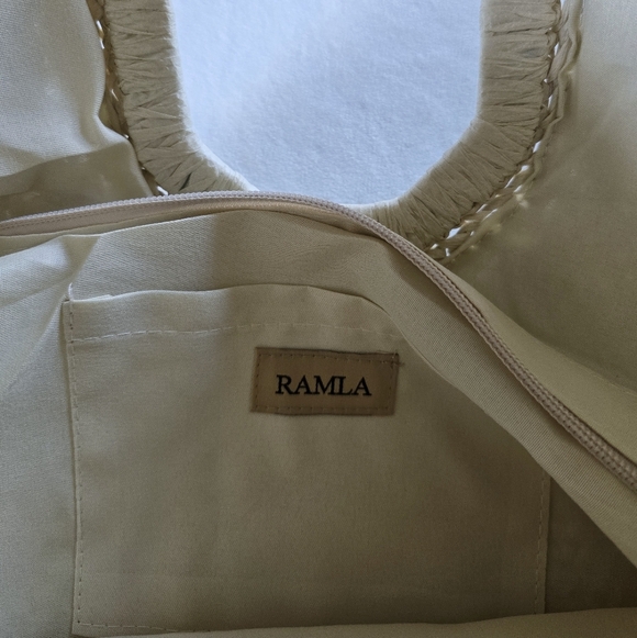 Ramla▪️Rafia Bag Half Moon Woven Straw Clutch Boho Beachy - Picture 5 of 7